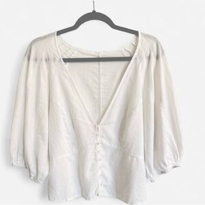 Elegant White Women's Top Linen blend H&M